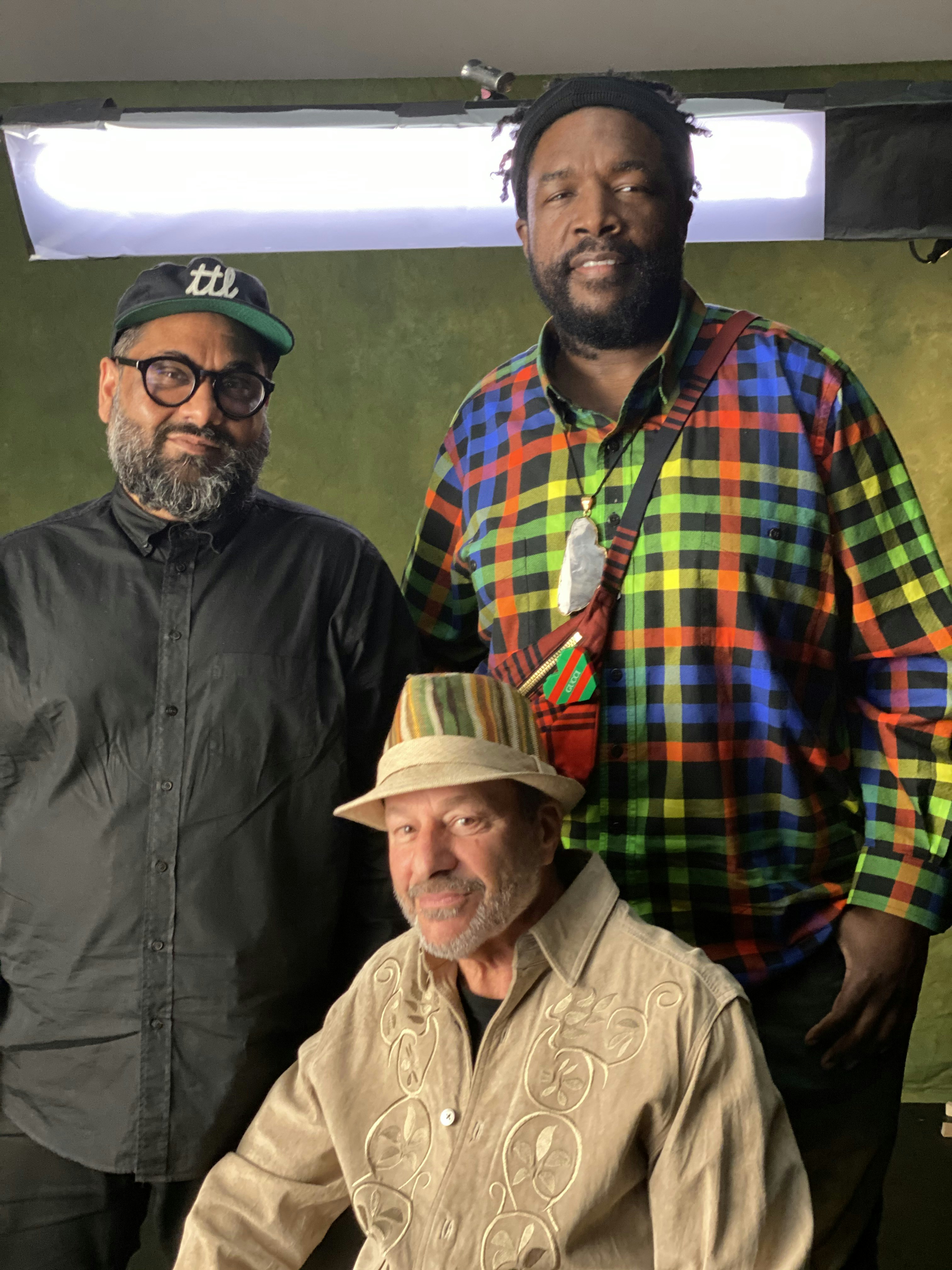 Patel, Ahmir “Questlove” Thompson, and drummer Greg Errico from Sly & the Family Stone. Photo courtesy Joseph Patel.